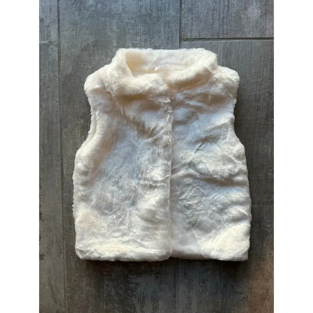 Baby Toddler Girl Faux Fur Vest Jacket White Holiday Party Winter Photo NEW 18 M